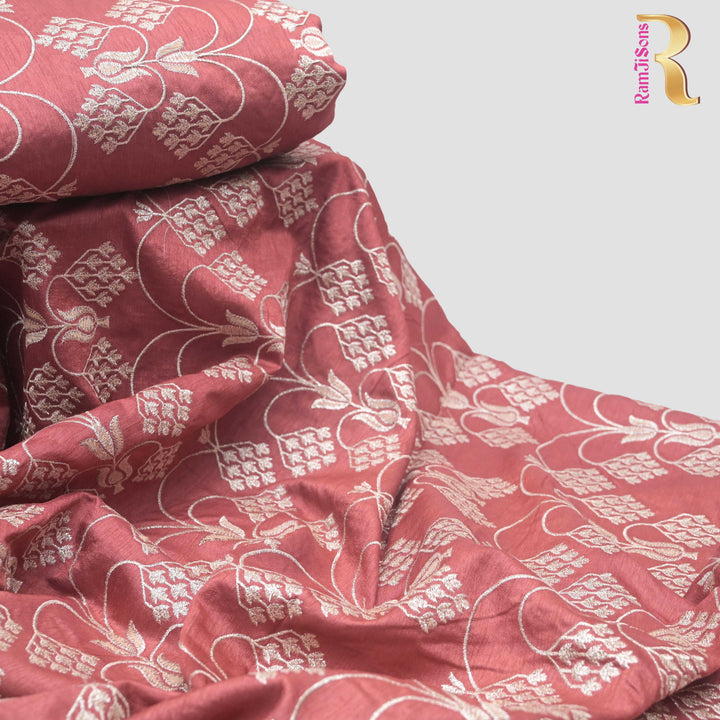 Rust Raw Silk Embroidery Fabric. | 450-281R