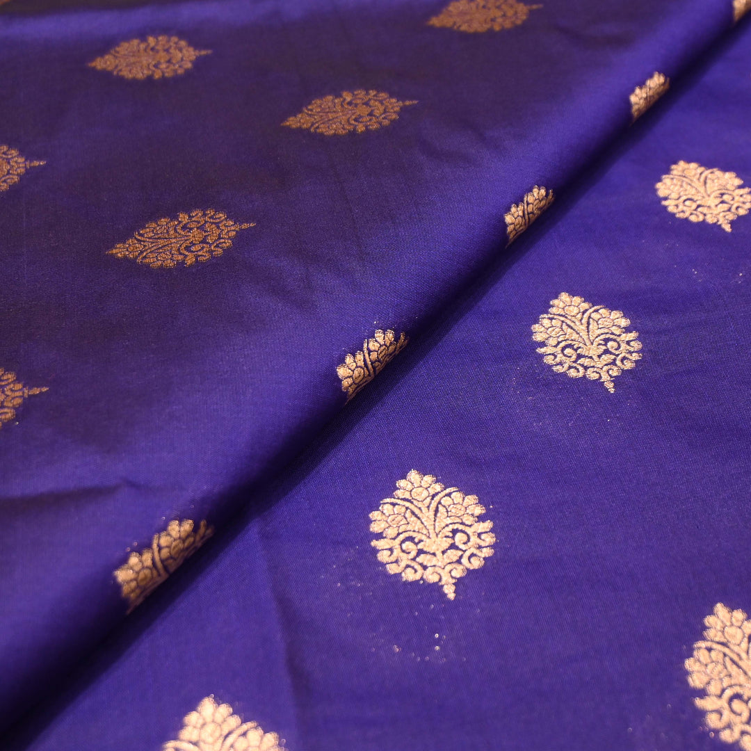 Purple Monster Color Katan Silk Zari Buti Brocade Fabric
