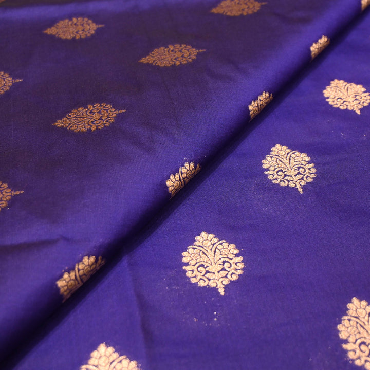 Purple Monster Color Katan Silk Zari Buti Brocade Fabric