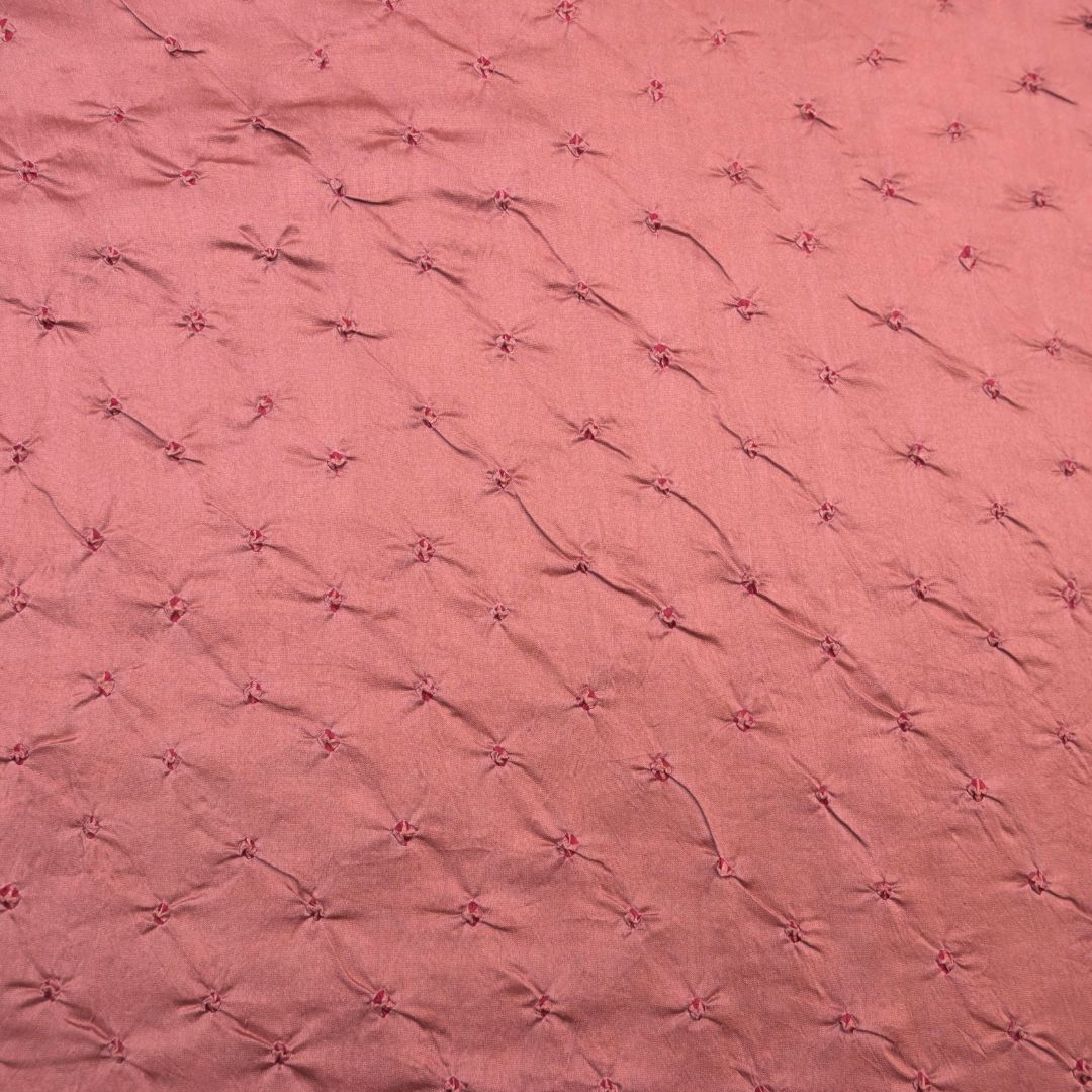 Blush Pink Pure Silk Chanderi Bandhni Fabric | CN-79-1076