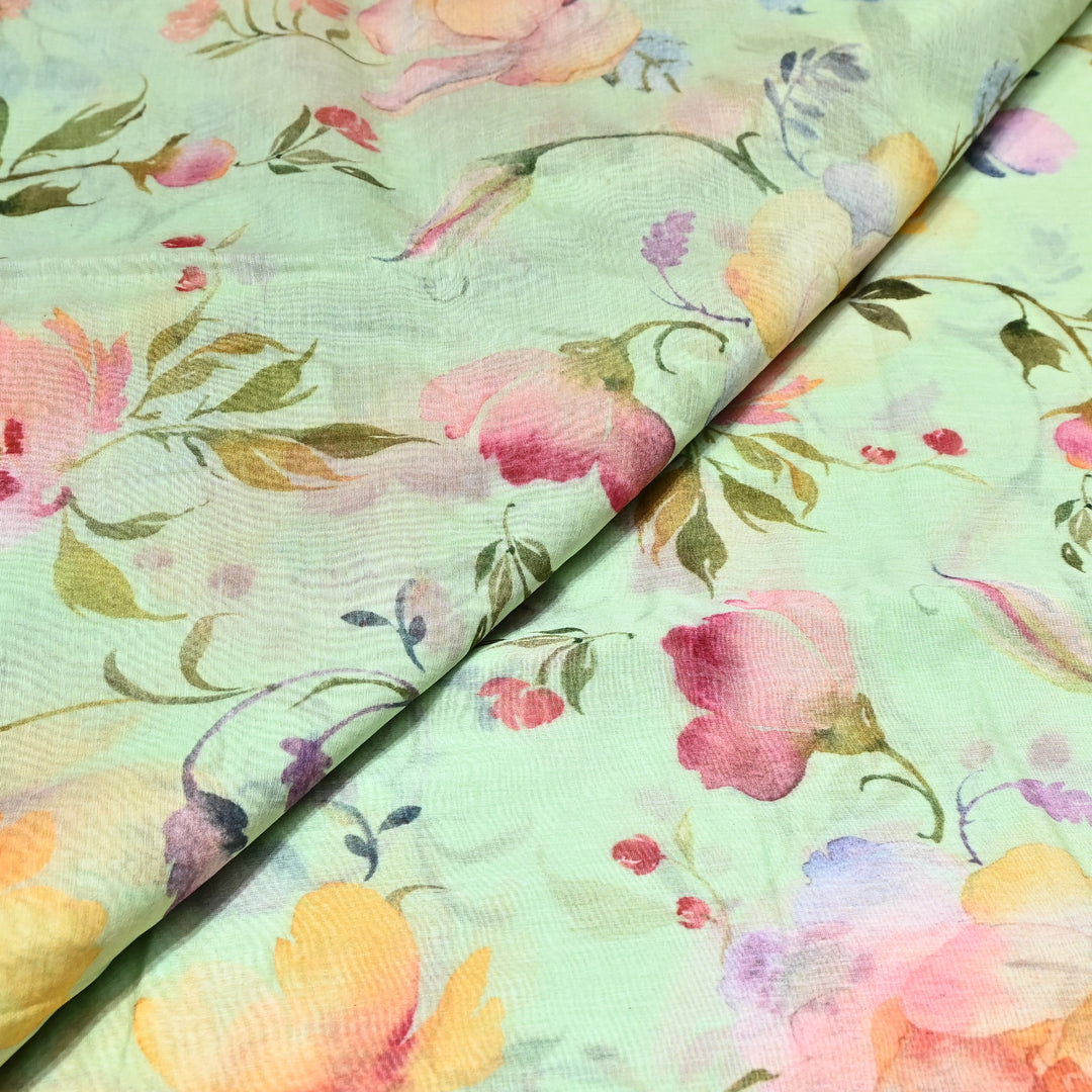 Mul Chanderi Digital Print Fabric - Soft Lightweight Designer Fabric GT0185-1A