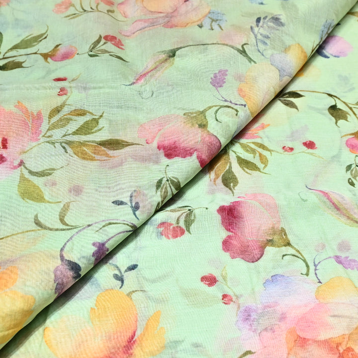Mul Chanderi Digital Print Fabric - Soft Lightweight Designer Fabric GT0185-1A