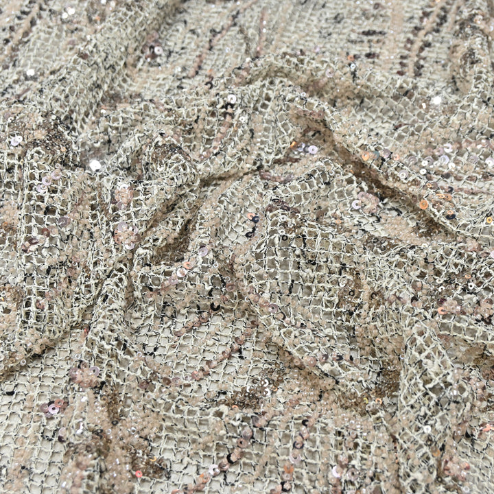 Beautiful Imported Net Cut Dana & Sequins Embroidery Designer Fabric EC1533-2A