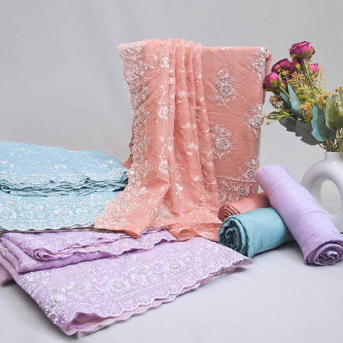 lilac tissue Cut Dana Embroidery suit set | 977-329L