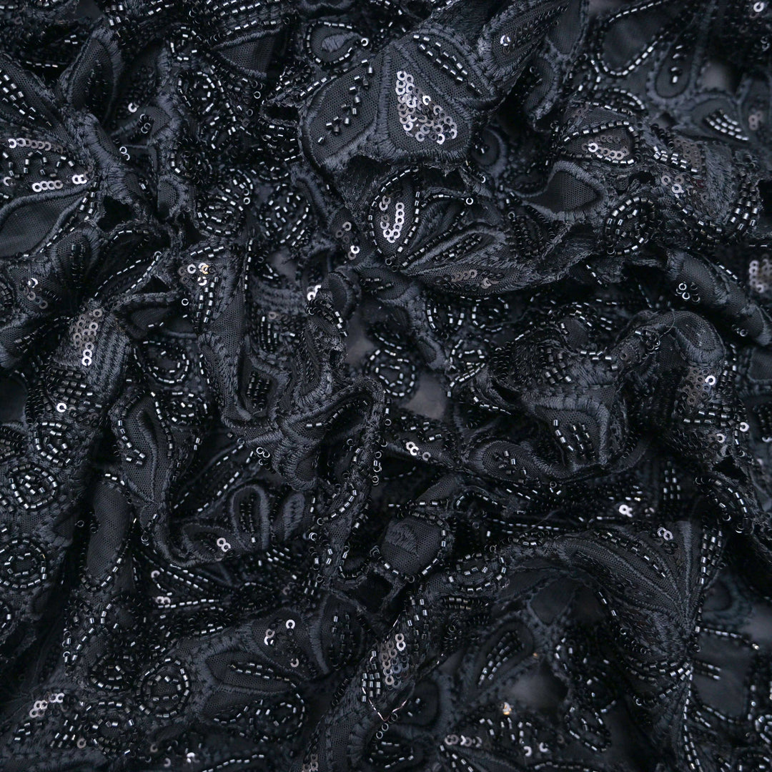 Black Net Cutwork Embroidery