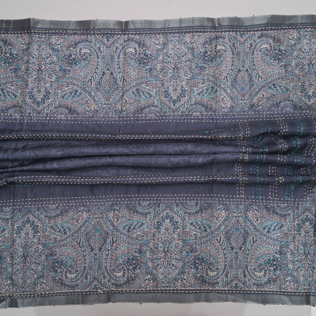 Grey Tussar Silk Unstitched Suit Set