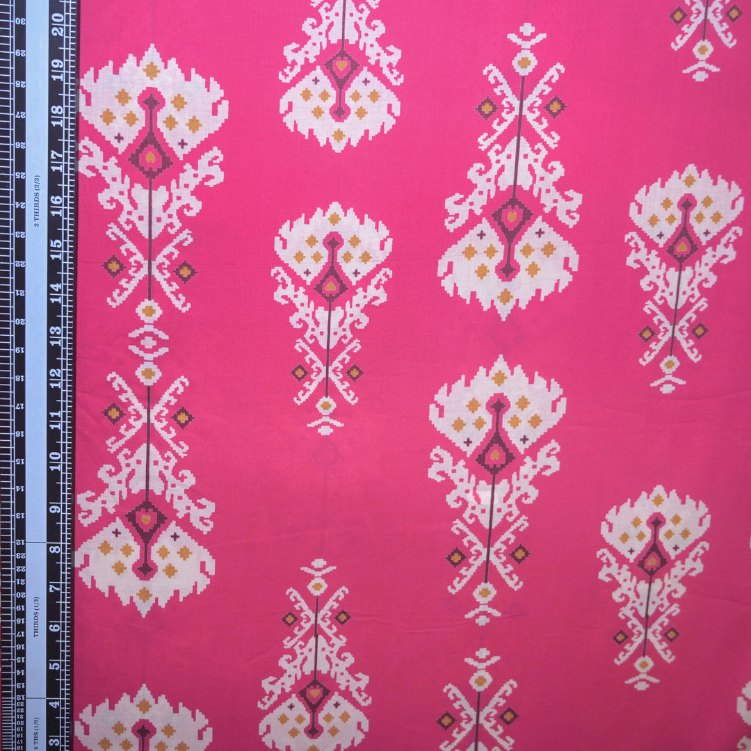 Pink Cotton Fabric in Traditional Print