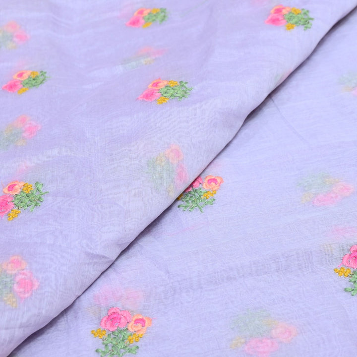 Melrose  Color Mul Chanderi Thread & Sequins Embroidery Fabric | Designer Fabric-V01954C