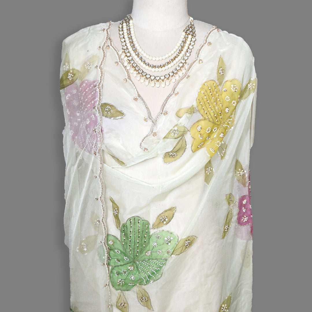 Organza Moti & Sequence Embroidery Dupatta – Elegant Ethnic Dupatta for Women- DI0780-2