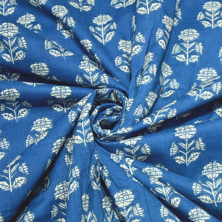 Summer Blue Cotton Printed Fabric