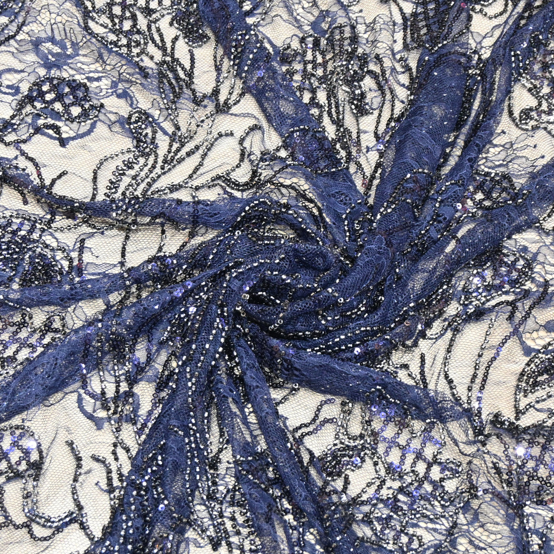 Beautiful Imported Net Cut Dana & Sequins Embroidery Designer Fabric EA1533-2