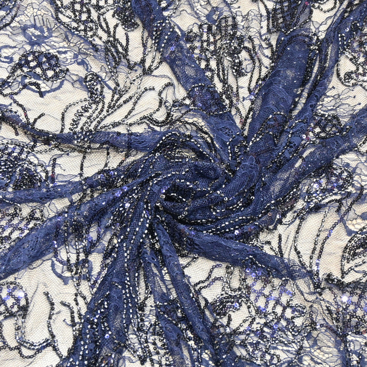 Beautiful Imported Net Cut Dana & Sequins Embroidery Designer Fabric EA1533-2