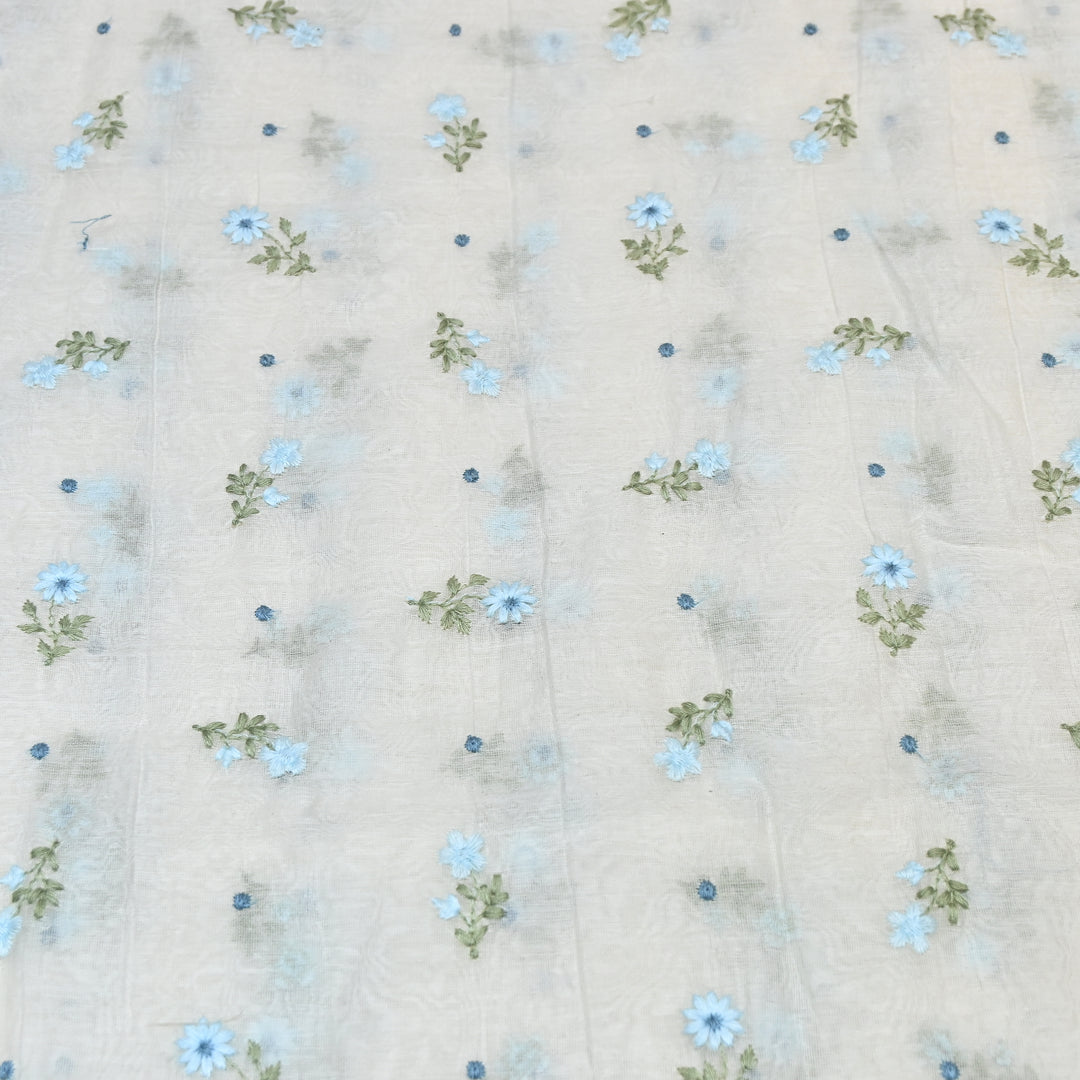 Dyeable Mul Chanderi Thread Embroidery Fabric – Soft Summer Designer Fabric-MF8209-2