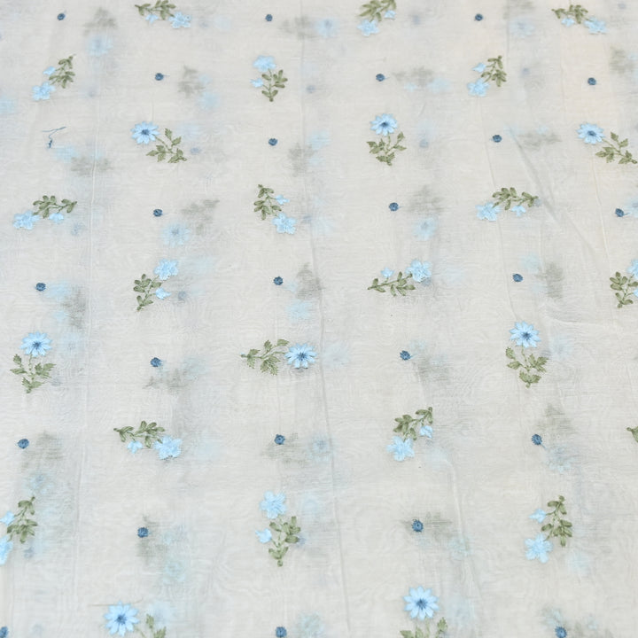 Dyeable Mul Chanderi Thread Embroidery Fabric – Soft Summer Designer Fabric-MF8209-2