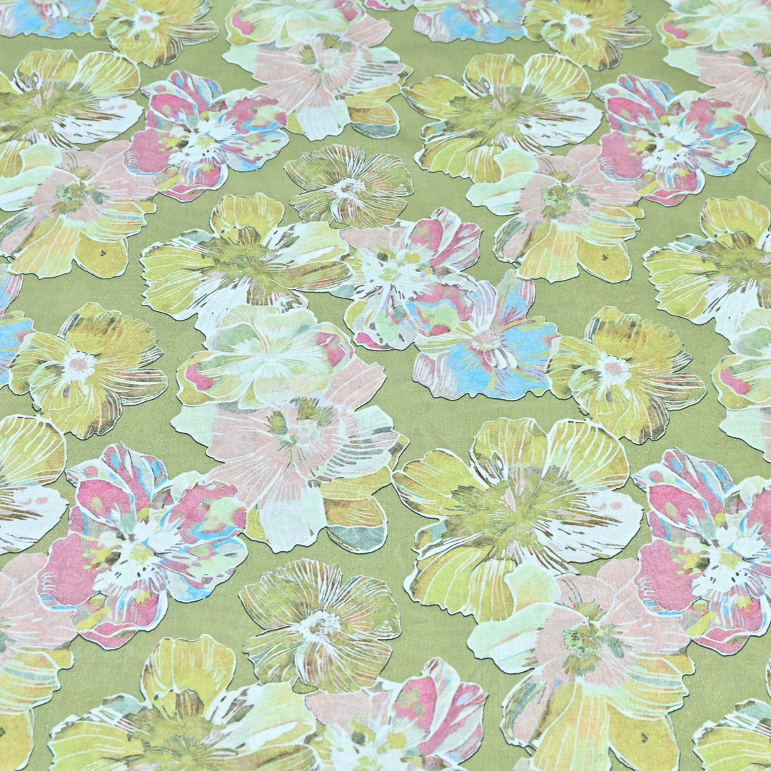 Garden Green Italian Lawn Print Fabric