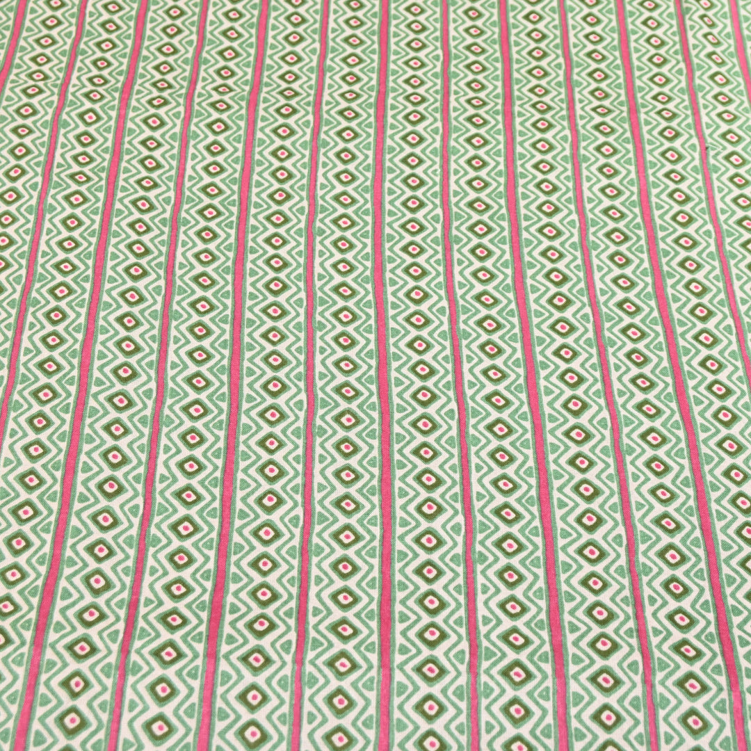 Green Cotton Linen Print