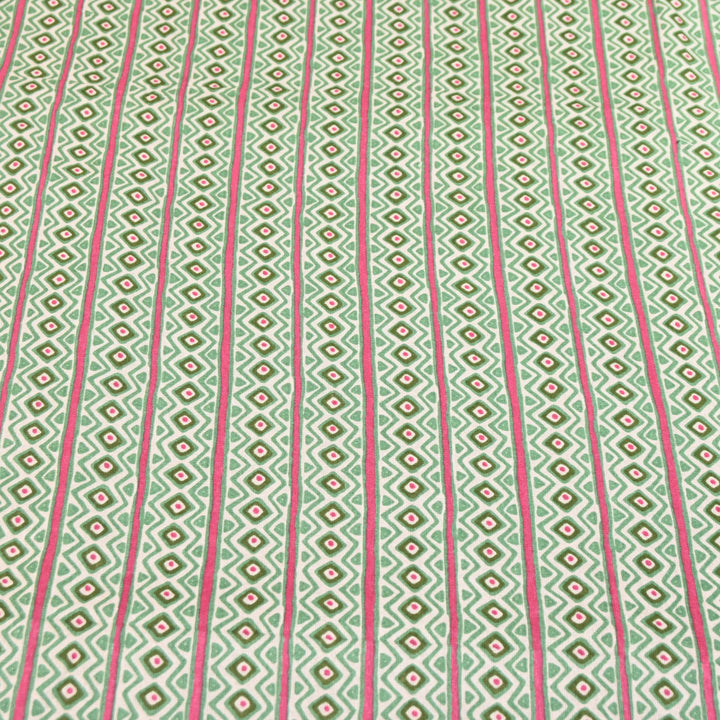 Green Cotton Linen Print