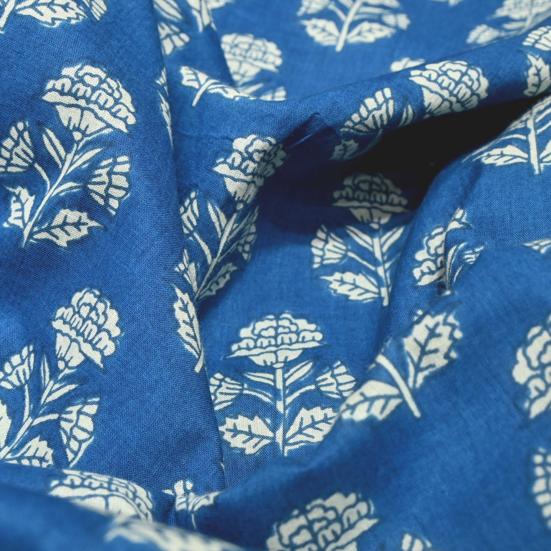 Summer Blue Cotton Printed Fabric
