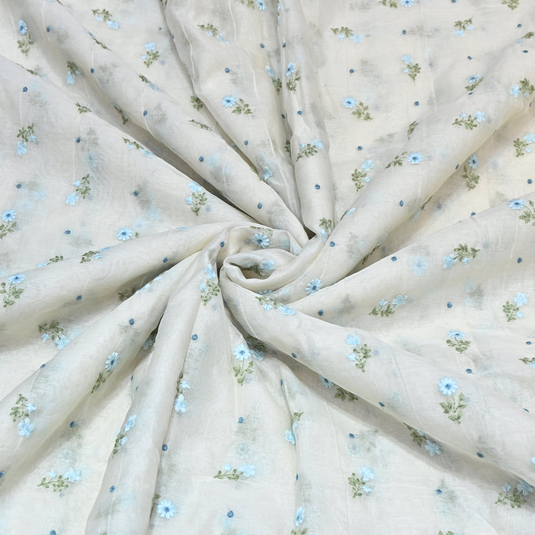 Dyeable Mul Chanderi Thread Embroidery Fabric – Soft Summer Designer Fabric-MF8209-2