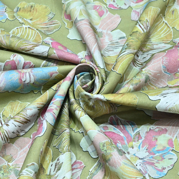 Garden Green Italian Lawn Print Fabric