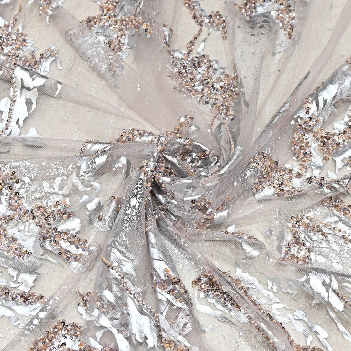 IMPORTED NET FOIL FABRIC WITH SEQUINS EMBELLISHMENT- PT1001- 03