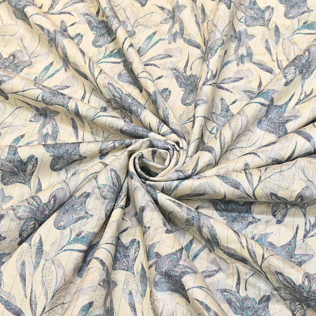 Cotton Linen Lurex Digital Print Fabric – Premium Designer Summer Fabric- BYP125-3
