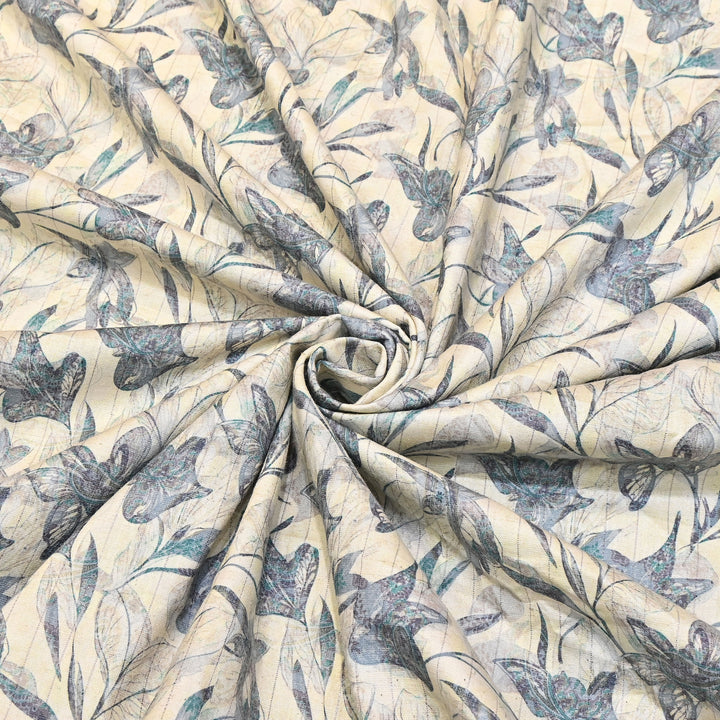 Cotton Linen Lurex Digital Print Fabric – Premium Designer Summer Fabric- BYP125-3