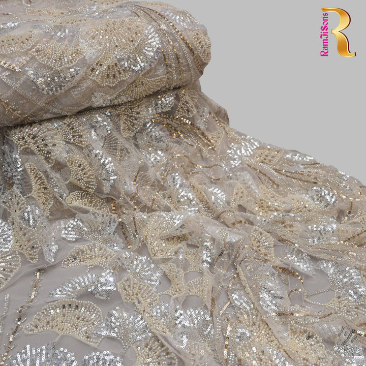 Ivory Net Imported Embroidery Fabric.| 20T25