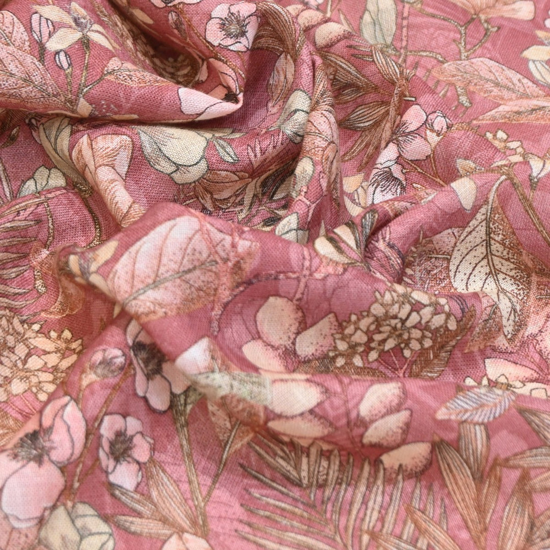 Multicolor Cotton Linen Digital Print Fabric- Soft Breathable Designer Fabric-RT0132-5