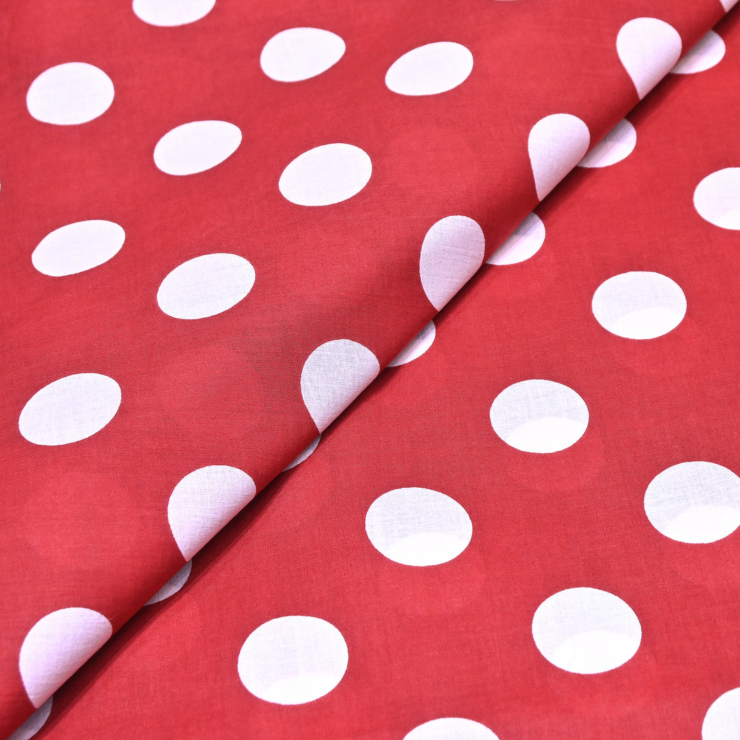 Premium Cotton Polka Dot Printed Fabric - Soft Breathable Designer Cotton Fabric - 000350-1d