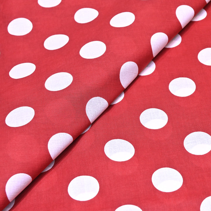 Premium Cotton Polka Dot Printed Fabric - Soft Breathable Designer Cotton Fabric - 000350-1d