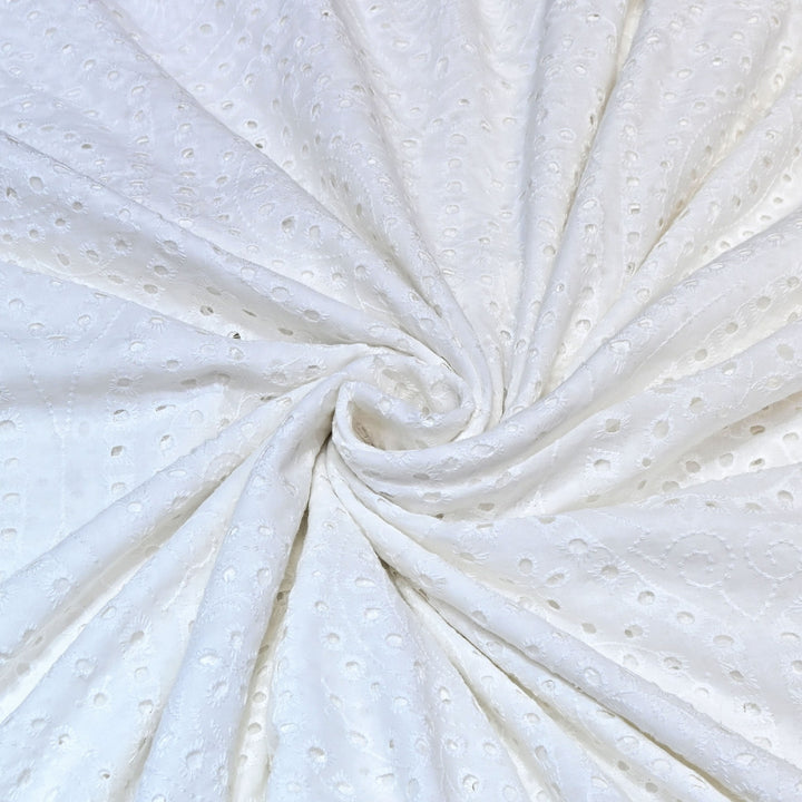 Cotton Chikan Cutwork Fabric- Lightweight Designer Embroidery Fabric- 0AT490-2