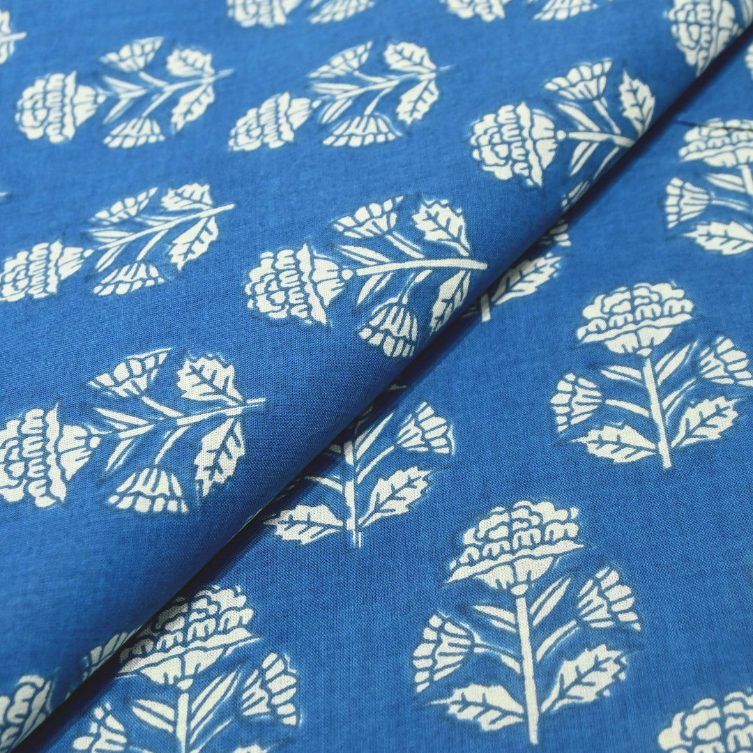 Summer Blue Cotton Printed Fabric