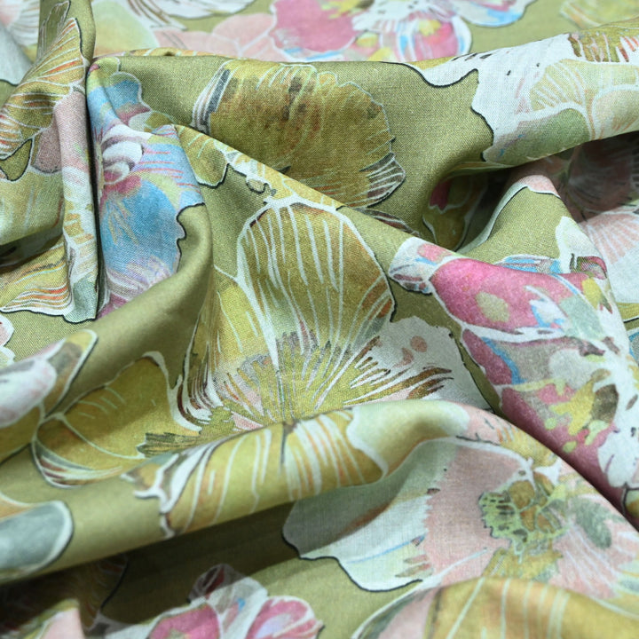 Garden Green Italian Lawn Print Fabric