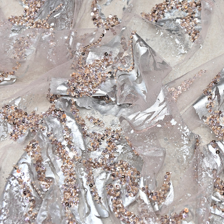IMPORTED NET FOIL FABRIC WITH SEQUINS EMBELLISHMENT- PT1001- 03