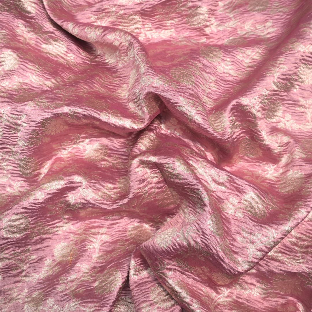 Baby Pink Pure Crush Tissue Zari Jaal | T-16-204