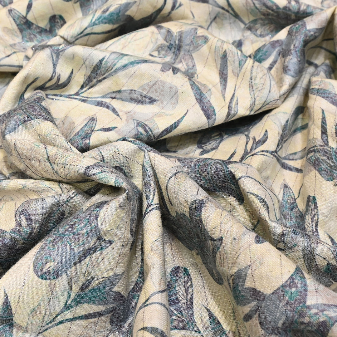 Cotton Linen Lurex Digital Print Fabric – Premium Designer Summer Fabric- BYP125-3