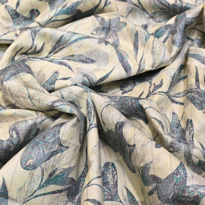 Cotton Linen Lurex Digital Print Fabric – Premium Designer Summer Fabric- BYP125-3