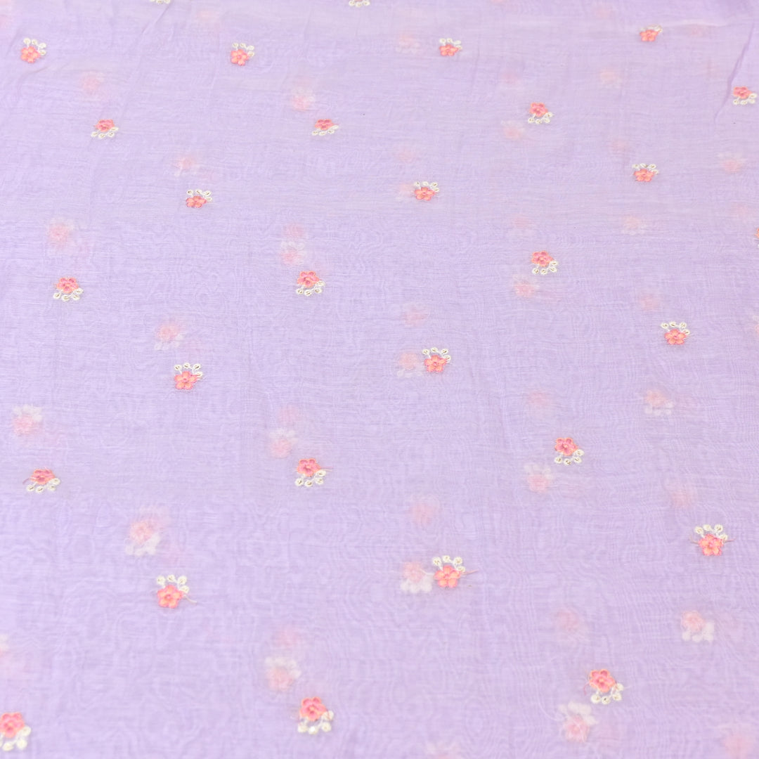 PASTEL LAVENDER COLOR  MUL CHANDERI THREAD EMBROIDERY FABRIC - GP4822A- 06
