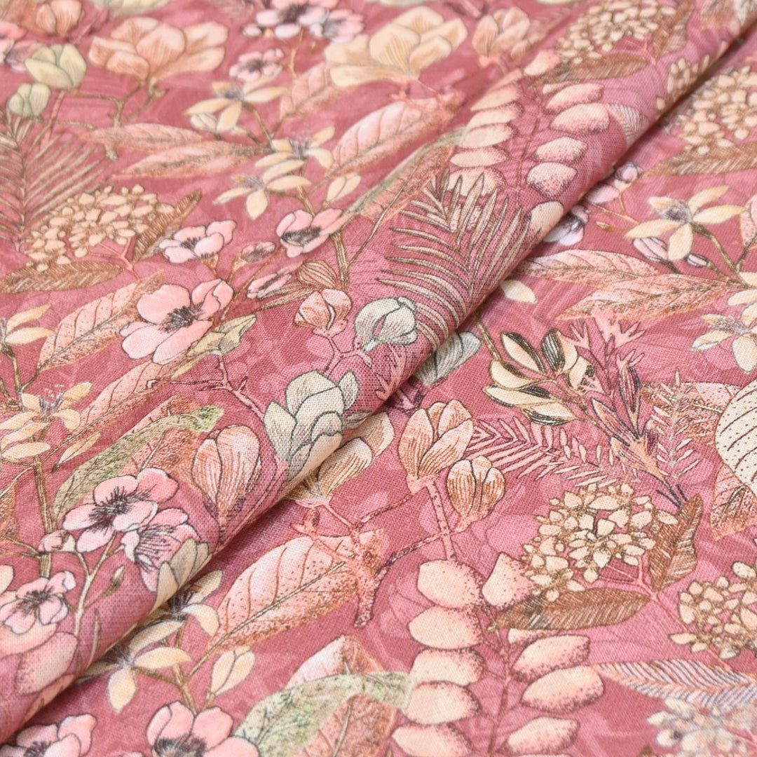 Multicolor Cotton Linen Digital Print Fabric- Soft Breathable Designer Fabric-RT0132-5