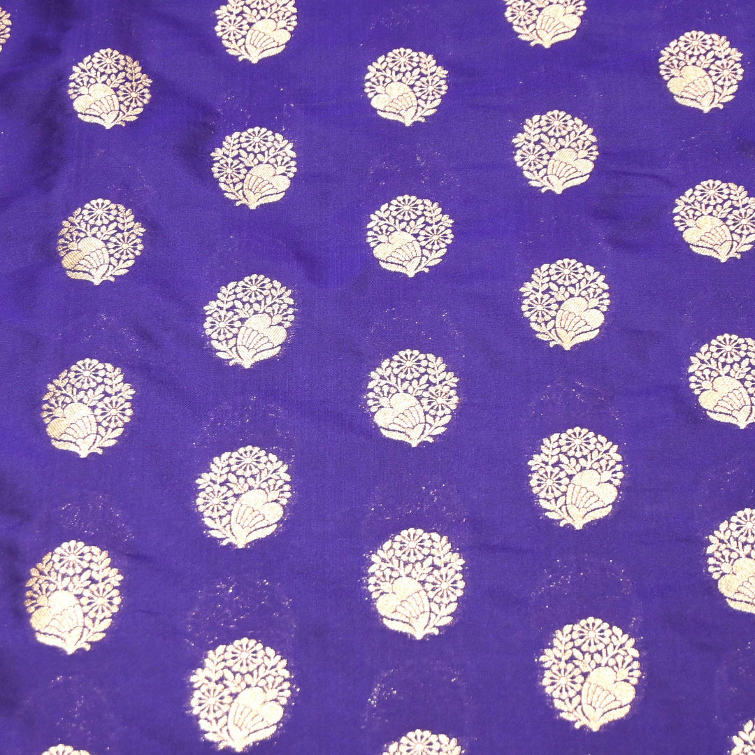 Purple Monster Color Katan Silk Zari Buti Brocade Fabric