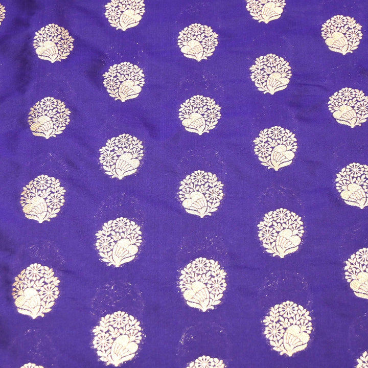 Purple Monster Color Katan Silk Zari Buti Brocade Fabric