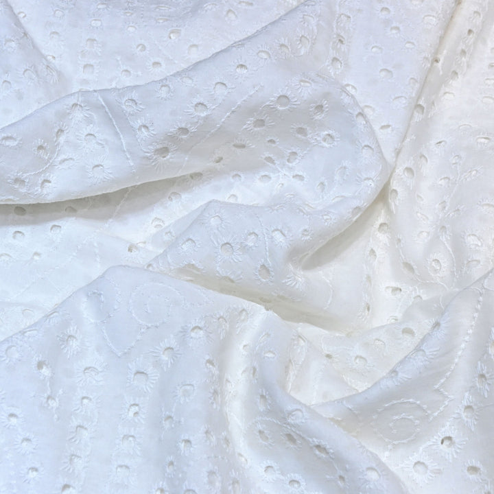 Cotton Chikan Cutwork Fabric- Lightweight Designer Embroidery Fabric- 0AT490-2
