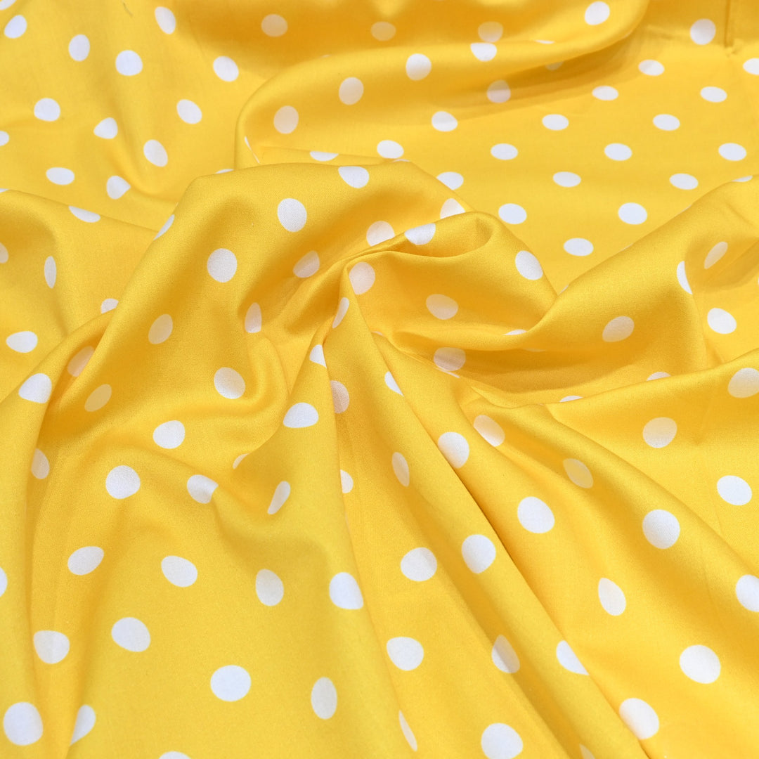 Glace Cotton With Beautiful Polka Dot Print Fabric – Lightweight Designer Cotton Fabric - LT0185-1