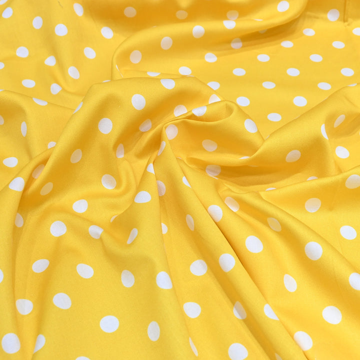 Glace Cotton With Beautiful Polka Dot Print Fabric – Lightweight Designer Cotton Fabric - LT0185-1
