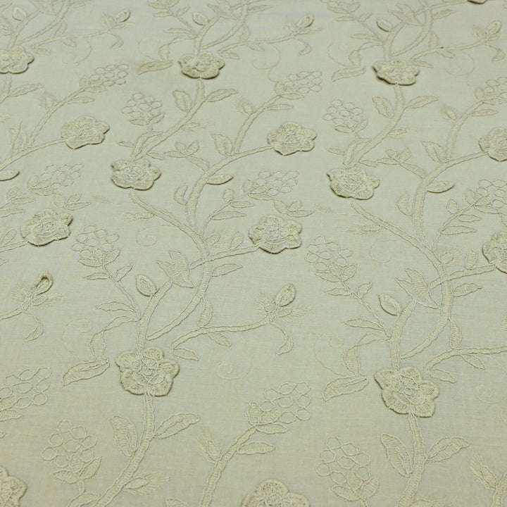 Green Mist Color Pure Cotton Floral Thread Embroidery Fabric