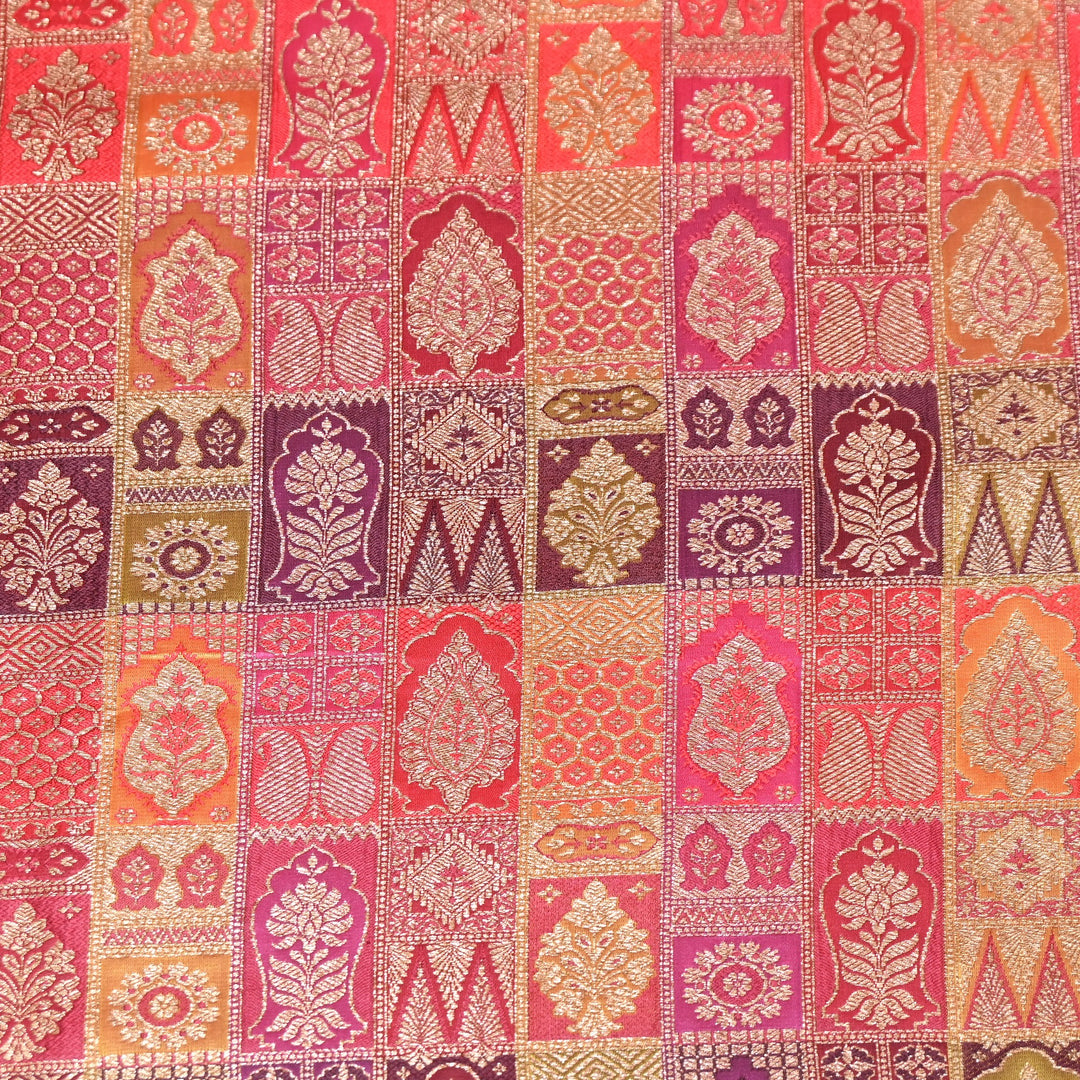 Multi Rangoli Brocade Fabric – Premium Zari Woven Designer Brocade Fabric 001006-A13