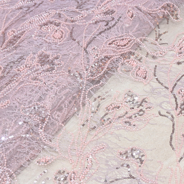 Beautiful Imported Net Cut Dana & Sequins Embroidery Designer Fabric ED1533-2