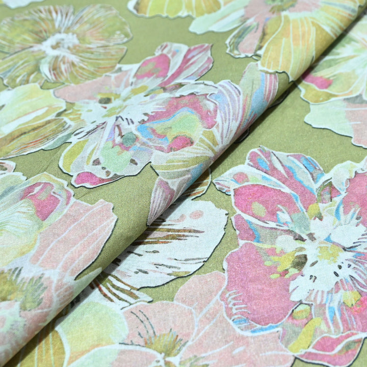 Garden Green Italian Lawn Print Fabric