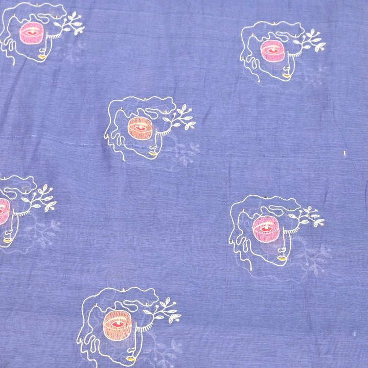 Violet Mul Chanderi Fabric with allover Sequins Thread Embroidery.